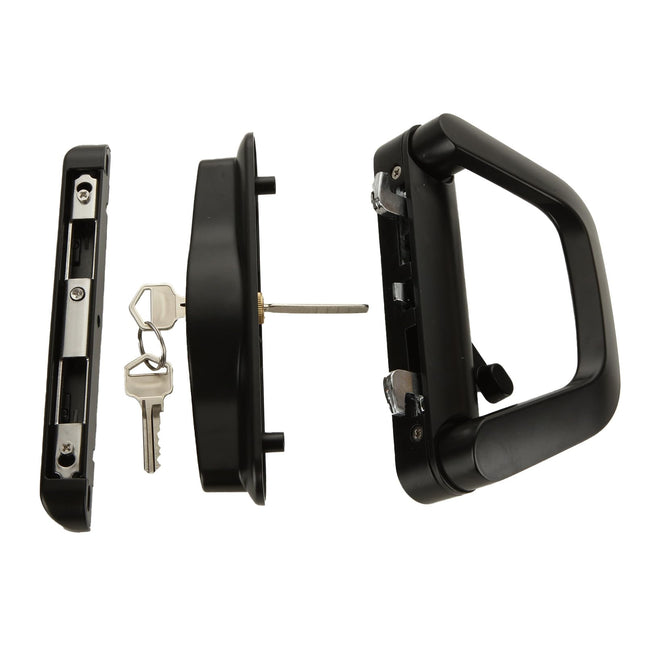 Sliding Patio Door Handle Set Mortise Lock Suitable for Sliding Glass Patio Door Keyed Black.