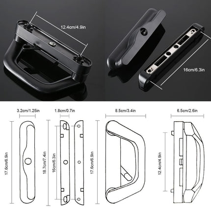Sliding Patio Door Handle Set Mortise Lock Suitable for Sliding Glass Patio Door Keyed Black.