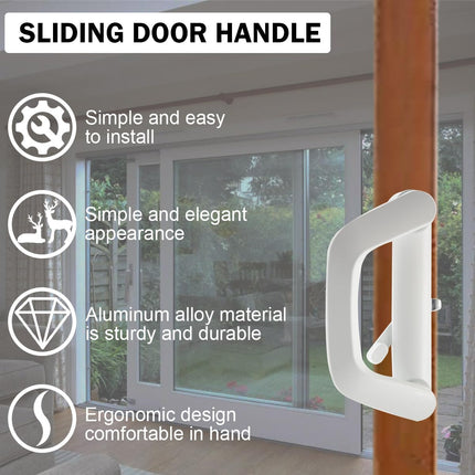 Sliding Patio Door Handle Set Mortise Lock Suitable for Sliding Glass Patio Door White.