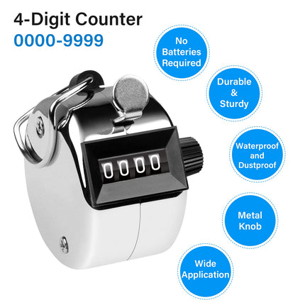 Hand Tally Counter 4-Digit Lap Counters Clicker Pitch for Counting Knitting Coaching.
