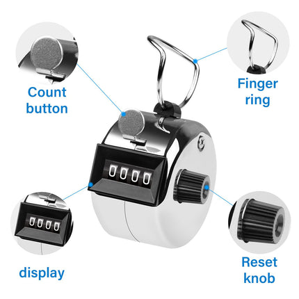 Hand Tally Counter 4-Digit Lap Counters Clicker Pitch for Counting Knitting Coaching.