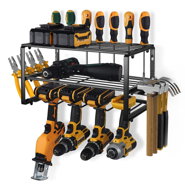40cm Power Tool Organizer 4 Layers Garage Tool Storage Rack Workshop Tool Shelf Drill Pliers Hammer Rack.