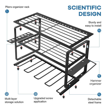 40cm Power Tool Organizer 4 Layers Garage Tool Storage Rack Workshop Tool Shelf Drill Pliers Hammer Rack.