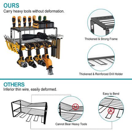 40cm Power Tool Organizer 4 Layers Garage Tool Storage Rack Workshop Tool Shelf Drill Pliers Hammer Rack.