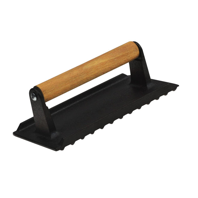Heavy Duty Rectangular Cast Iron Grill Burger Press Pre-Seasoned Steak Griddle BBQ Grilling.