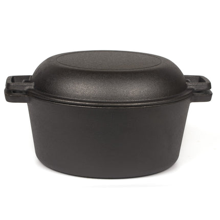 26cm 2-in-1 Cast Iron Dutch Oven & Skillet Set  Pre-Seasoned Dual-Use Pot with Lid Fry Pan, Durable & Versatile Cookware.