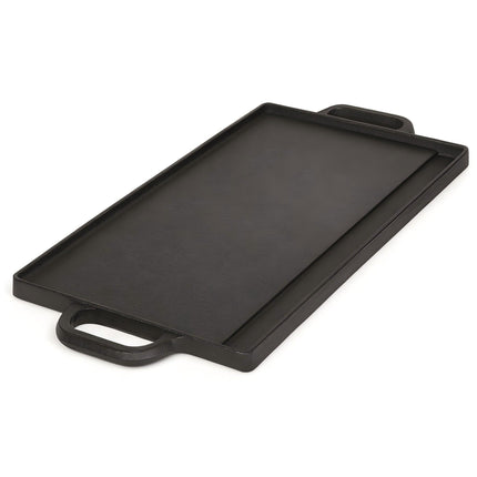 40 cm Reversible Cast Iron Grill & Griddle -Dual-Sided (Flat & Ribbed), Pre-Seasoned, Handles, for Stove-Top & Outdoor Use.