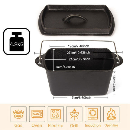 Cast Iron Bread Pan with Lid Non-Stick, Durable Loaf Pan for Perfect Baking.