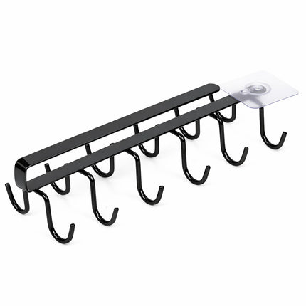 Under Cabinet Mug Holder 12 Hooks No Drill Cup Rack Organizer for Kitchen Storage Black.