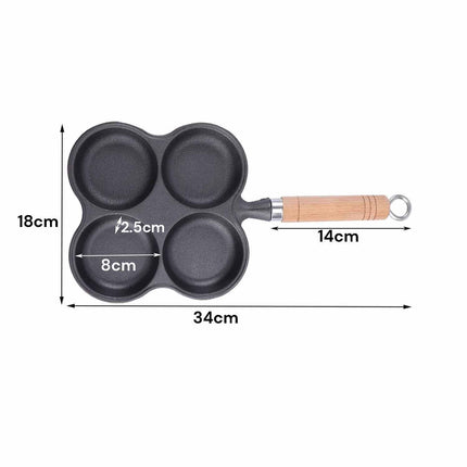4 Cup Cast Iron Egg Frying Pan Divided Egg Skillet Pan Fried Egg Pan Cooker Pancake Egg Fryer.