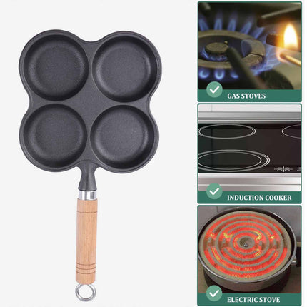 4 Cup Cast Iron Egg Frying Pan Divided Egg Skillet Pan Fried Egg Pan Cooker Pancake Egg Fryer.