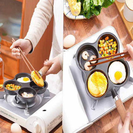4 Cup Cast Iron Egg Frying Pan Divided Egg Skillet Pan Fried Egg Pan Cooker Pancake Egg Fryer.