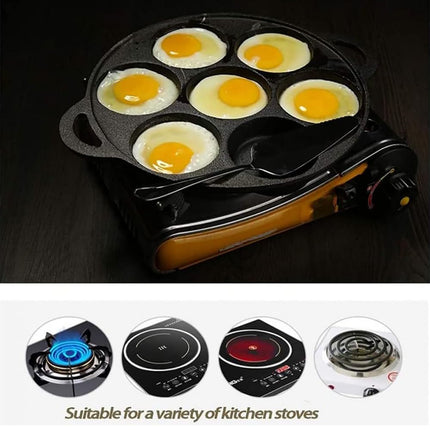 7 Cup Cast Iron Egg Frying Pan Divided Egg Skillet Pan Fried Egg Pan Cooker Pancake Egg Fryer.