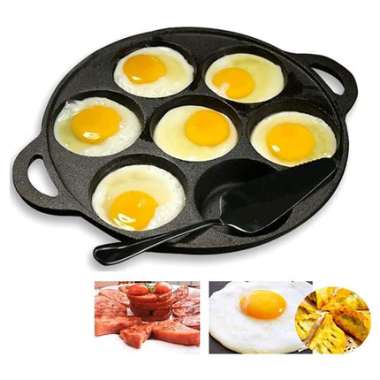 7 Cup Cast Iron Egg Frying Pan Divided Egg Skillet Pan Fried Egg Pan Cooker Pancake Egg Fryer.