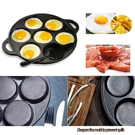 7 Cup Cast Iron Egg Frying Pan Divided Egg Skillet Pan Fried Egg Pan Cooker Pancake Egg Fryer.