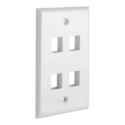 4 Port QuickPort outlet Wall Plate face plate, four Gang White.