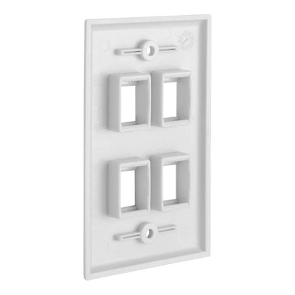 4 Port QuickPort outlet Wall Plate face plate, four Gang White.