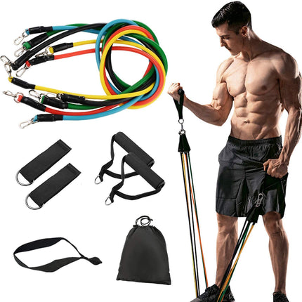 11 Pack Resistance Bands Stackable Exercise Bands Home Workouts Physical Therapy Gym Training.