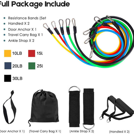 11 Pack Resistance Bands Stackable Exercise Bands Home Workouts Physical Therapy Gym Training.