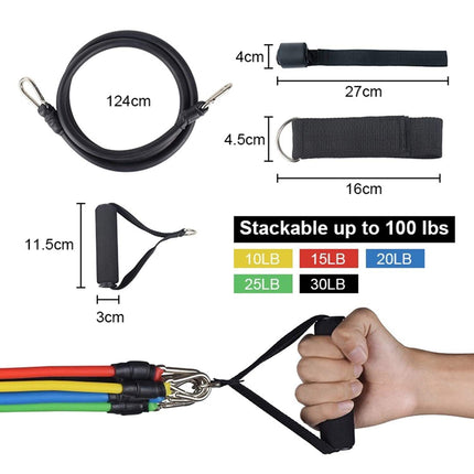 11 Pack Resistance Bands Stackable Exercise Bands Home Workouts Physical Therapy Gym Training.