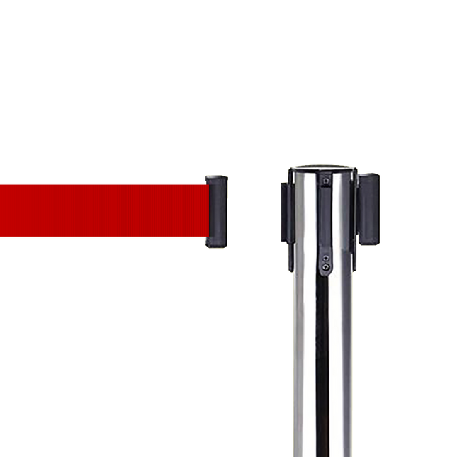 Retractable Queue Crowd Control Barriers | Silver Pole Red Belt.