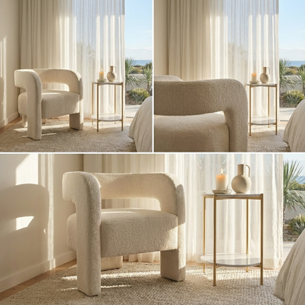 Interior Ave - Portia Boucle Arm Chair - Off White.