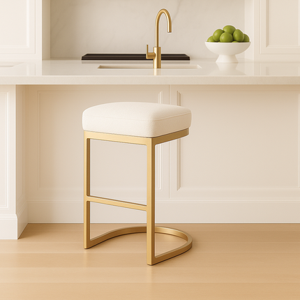 Interior Ave - Royale Oatmeal Tweed Linen Kitchen Bar Stool.
