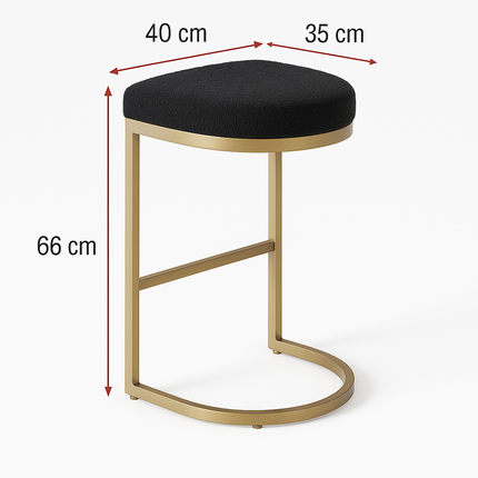 Interior Ave - Royale Black Boucle Kitchen Bar Stool.