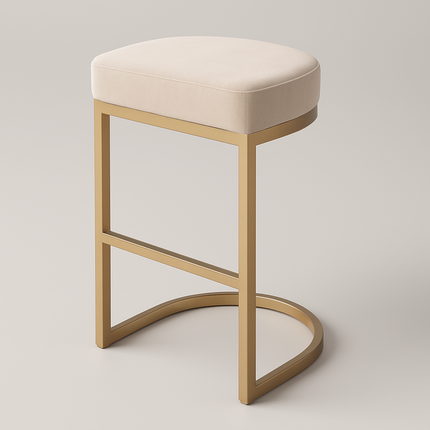 Interior Ave - Royale Light Taupe Velvet Kitchen Bar Stool.
