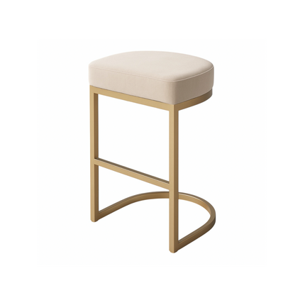 Interior Ave - Royale Light Taupe Velvet Kitchen Bar Stool.