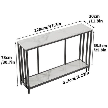 Interior Ave - Bronte Dual Layer Marble Stone Console - White Marble Stone.