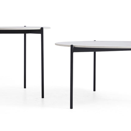 Interior Ave - Bianco Nested Coffee Table Set - White Marble Stone.
