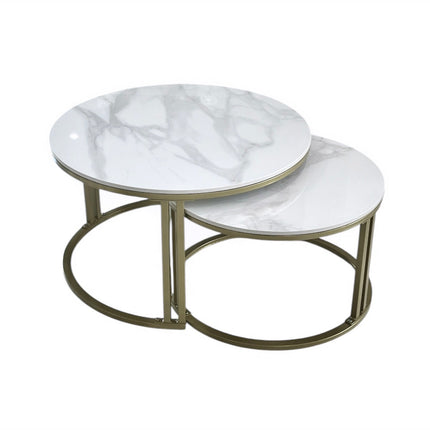 Interior Ave - Premier Nested Coffee Table Set - White Marble Stone.