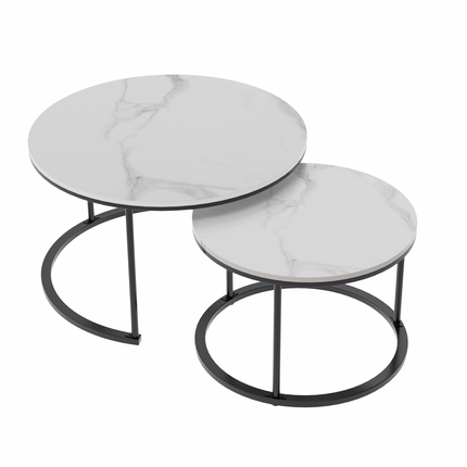 Interior Ave - Executive Stone Nested Coffee Table Set - White & White.