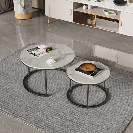Interior Ave - Executive Stone Nested Coffee Table Set - White & White.