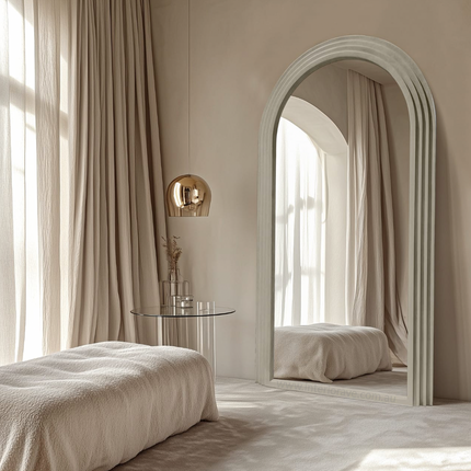 Interior Ave - Sierra Arched Step Mirror – Signature Sculptural Concrete Statement Piece.