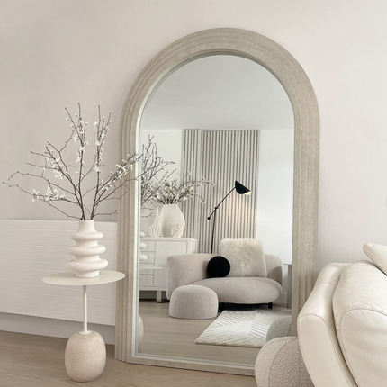 Interior Ave - Sierra Arched Step Mirror – Signature Sculptural Concrete Statement Piece.