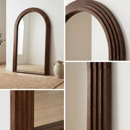 Interior Ave - Sierra Arched Step Mirror – Signature Sculptural Walnut Statement Piece.