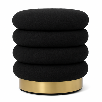Interior Ave - Roma Round Velvet Ottoman / Footstool – Black.