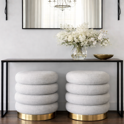 Interior Ave - Roma Round Milan Ottoman / Footstool – Off White.
