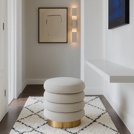 Interior Ave - Roma Round Milan Ottoman / Footstool – Off White.