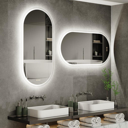 Interior Ave - 50 x 100cm Oval Frameless LED Bathroom Mirror.