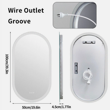 Interior Ave - 50 x 100cm Oval Frameless LED Bathroom Mirror.