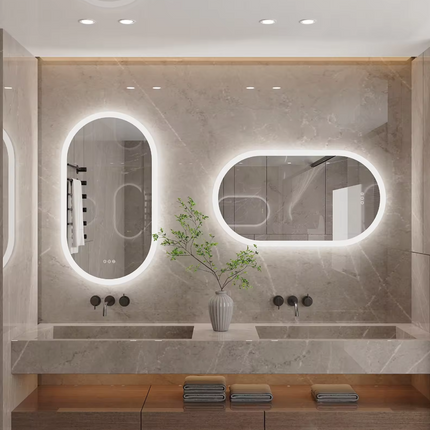 Interior Ave - 50 x 80cm Oval Frameless LED Bathroom Mirror.