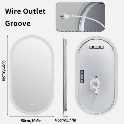 Interior Ave - 50 x 80cm Oval Frameless LED Bathroom Mirror.