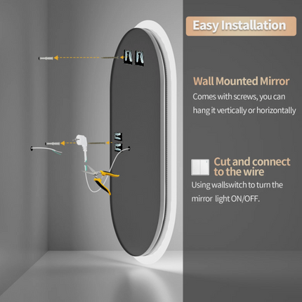 Interior Ave - 50 x 80cm Oval Frameless LED Bathroom Mirror.