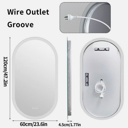 Interior Ave - 60 x 120cm Oval Frameless LED Bathroom Mirror.