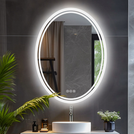 Interior Ave - 60 x 80cm Oval Frameless LED Bathroom Mirror.