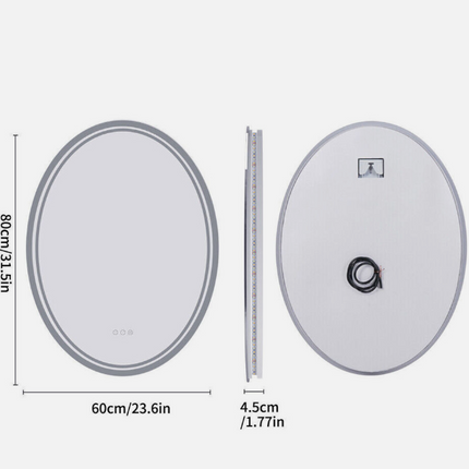 Interior Ave - 60 x 80cm Oval Frameless LED Bathroom Mirror.