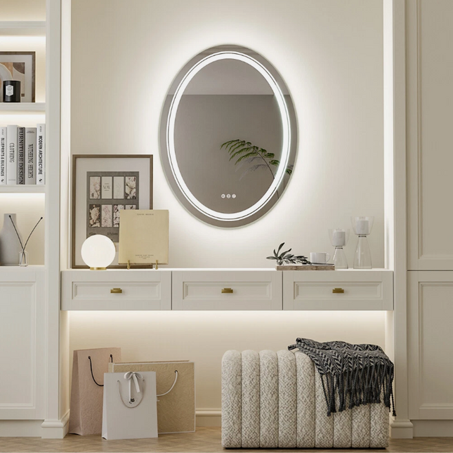 Interior Ave - 60 x 80cm Oval Frameless LED Bathroom Mirror.